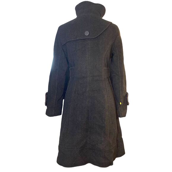 Soia & Kyo Wool Coat Medium Button Up Funnel Neck Pea Coat - Picture 2 of 16